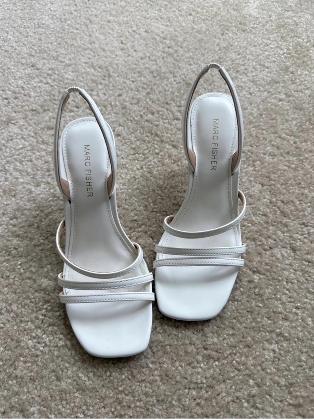Marc Fisher White Strappy Slingback Sandals